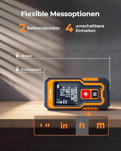 80 m Laser-Entfernungsmesser, CIGMAN Digitales Lasermessgerät mit hoher Genauigkeit, Mini Lasermessgerät mit wiederaufladbarer Batterie und LCD zur Messung von Entfernung/Fläche/Volumen/Pythagoras