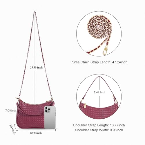 Image of Prpeko Women's Woven Crescent Shoulder Bags Retro 90s Hobo Handbags Top Handle Underarm Bag Clutch Purses