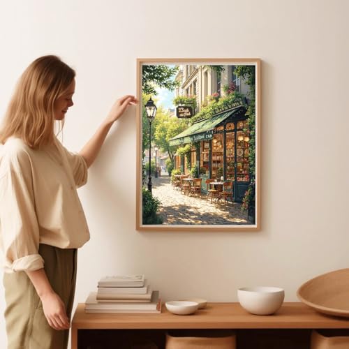 Image of cafes Stamped Cross Stitch Kits for Adults -Embroidery Kits for Beginners Adults,11 CT Patterns Dimensions Counted Cross Stitch Kits for Adults Arts Craft 12x16 inch