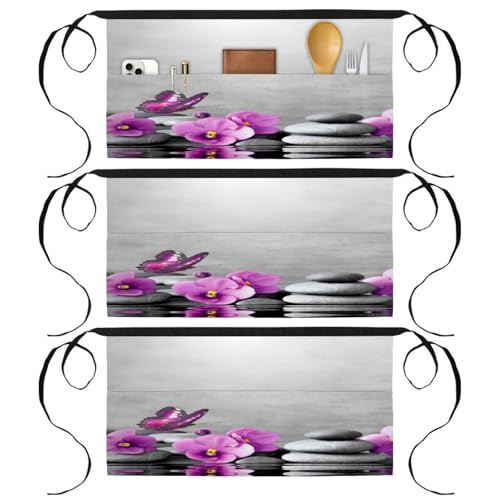 Demi-tablier pour cuisine et restaurant lot de 3 tabliers courts de chef avec 3 poches bistrot