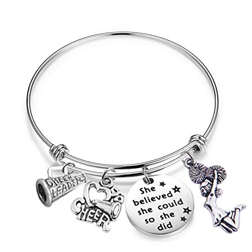 AKTAP Cheerleader Gifts Cheer Bracelets She Believed She Could Cheerleader Bracelets for Girls
