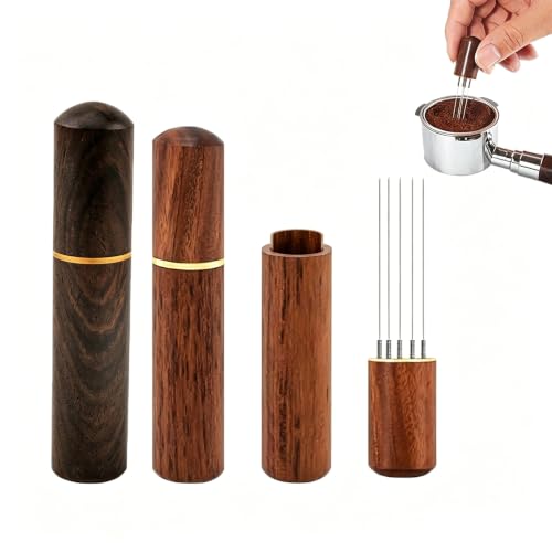 Image of Coffee Machine Accessories, 2-Piece Coffee Distribution Tool Set, Rosewood and Ebony Wooden Needles for Espresso Preparation, Barista Equipment for Home and Cafe Use