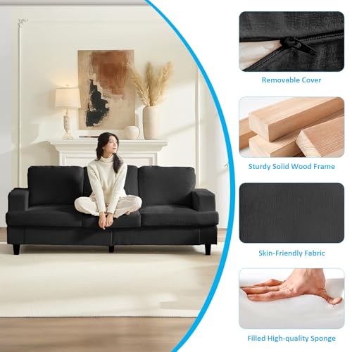 Mjkone 82" Width 3 Pieces Living Room Sofa Set, 3 Seater Sofa Couch and Loveseat Sets with Chair, Modular Sectional Couch Furniture Set, Sofas Couches Sets for Living Room Bedroom Apartment, Dark Grey - Image 5