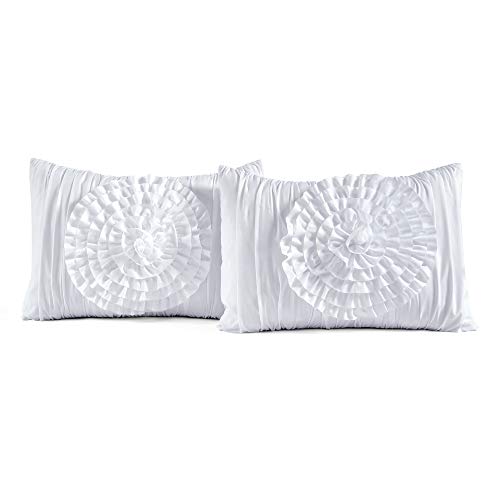 Image of Lush Decor 3 Piece Serena Comforter Set, King, White