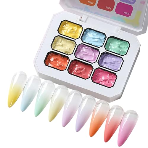 Gel Pintauñas para Arte en Uñas, Esmalte De Gel 9 Colores, Decoración Duradera Sin Limpiar para Manicura Francesa Uso Personal y en Salón