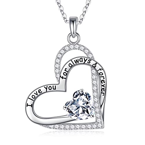 Iefil Necklace Gifts For Women, 925 Sterling Silver Birthstone Necklace Birthday Day Gifts For Women Topal Necklace April Birthstone Jewelry Gifts For Mom Grandma Gifts For Friends Female #TOP14