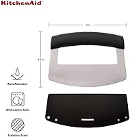 Vista 4 de KitchenAid Cuchillo Mezzaluna con hoja curvada de acero inoxidable con mango ergonómico, 6 pulgadas, color negro