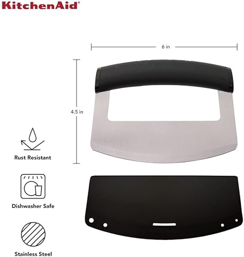 Miniatura 4 de KitchenAid Cuchillo Mezzaluna con hoja curvada de acero inoxidable con mango ergonómico, 6 pulgadas, color negro