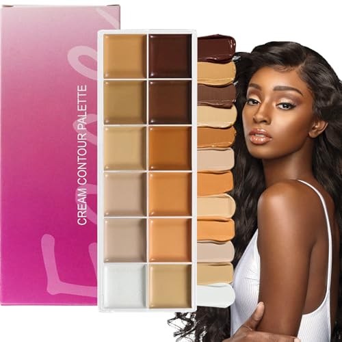 Kustimantu Paleta De Fondo, Paleta De Contorno Crema 12 Colores, Corrector Teñido & Ojeras Mujeres Maduras para Viaje Boda Noche Oficina Fecha