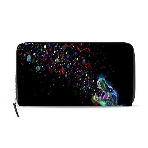 Preisvergleich Produktbild GIGIJY Crystal Glowing Tyrannosaurus Dinosaurier Geldbörse Multi Kreditkartenhalter Tasche für Frauen Leder Reißverschluss lange Geldbörse