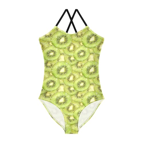 Kiwi Slices Pattern Girls One Piece Swimsuits Quick Dry Beach Swimwear Bathing Suit