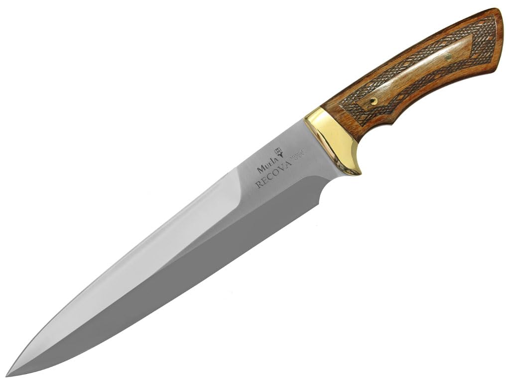 LO TRINCO YO Muela Cuchillo Remate RECOVA hoja de acero Nitro-42 de 23 cm y empuñadura de Madera prensada Haya grabada para Caza, Pesca, Supervivencia y Bushcraft