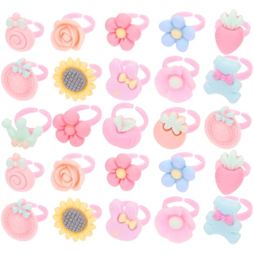 Anillos infantiles de plástico y resina con diseño ajustable pack de 100 piezas