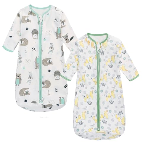 Image of Miracle Baby Long Sleeve Sleep Sack 2-Pack, 100% Cotton Wearable Blanket Baby Sleeping Bag for Newborn Infant Toddler