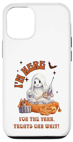 Halloween Yarn Crochet Spooky Cute Ghost Here for the Yarn X}zP[X iPhone 12/12 Pro p