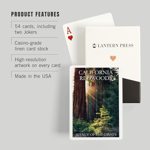 Lantern Press Redwood National Park, California, 52 cartas póker miniatura 3