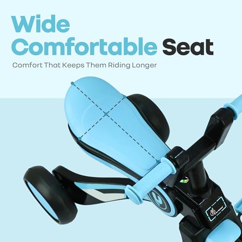 Image of R for Rabbit Tiny Toes Y Ace Premium Designer Tricycle for Kids 2-5 Years Upto 25Kg Weight with Strong Metal Core Frame, Anti-Slip Handlebars & Smooth Wheels | 95% Pre-Installed Baby Trike (Blue)