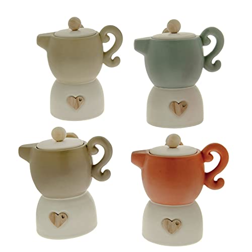 Ingrosso e Risparmio Bomboniera Matrimonio 1 pz Zuccheriera Moka in Porcellana Italiana in 4 Colori Assortiti con Cuore in Legno Utili Economica Sposi Nozze Originale