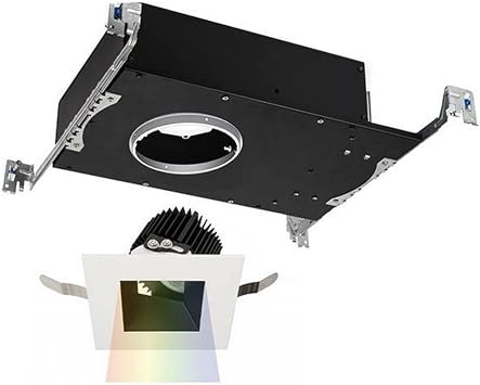 WAC Lighting R3ASAT-S835-BKWT Aether Square Adjustable Trim with LED Light Engine Spot 15 Beam 3500K White, Black White