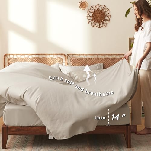 Image of Bedsure Floral Beige Comforter Set, Full Bedding Sets, 7 Piece | Bed in a Bag, Comforters, Bedroom, Reversible, Fluffy, Whisper-Quiet, All-Season, Polyester, Easy Care, Botanical-Chic, OEKO