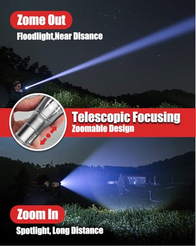 Image of Victoper LED Flashlight 2 Pack Grey, Bright High Lumens Tactical Flashlights High Lumens with 5 Modes, Waterproof Zoomable Flash Light for Outdoor, Gifts for Father's Day Camping Essentials Gear