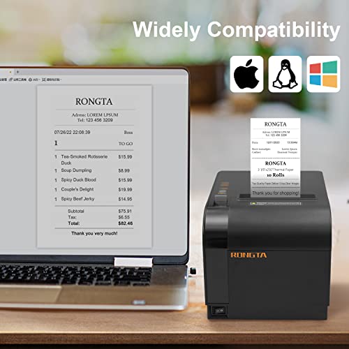Rongta RP820 Thermal Receipt Printer, 80Mm Receipt Printers, Thermal Pos Printer With Auto Cutter Support Cash Drawer,Usb Serial Ethernet Support Esc/Pos thumb #2