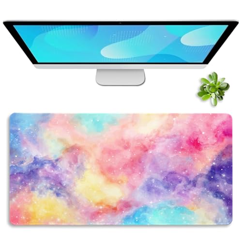 Image of Vimorco Waterproof Desk Pad,XXL Large Mouse Extended Gaming Mousepad with Anti-Slip Rubber Base,Computer Laptop Keyboard Mouse Mat for Women Men Girls Work,Game,Office,31.5 x 15.7 inch,Pink Watercolor