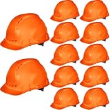 Xuhal 12 Pack 4 Point Suspension Hard Hats Bulk Safety Helmets, Orange