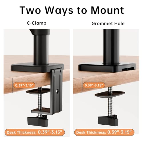 Image of Monitor Arm Mount, Gas Spring Desktop Stand, 13-32 Inch Screen Support, 8kg Capacity Vesa 100x100mm (Dual Monitor Pole ARM)