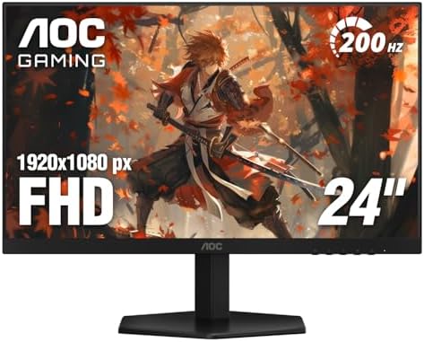AOC 24G42HE 24 inch Gaming Monitor 1920x1080 200Hz, IPS Panel, Console Gaming Ready, Full HD, 3-Sided Frameless, 1x HDMI 2.0, 1x Display Port, 3-Year Zero-Bright-Dot