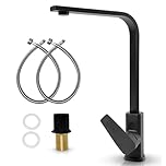 MSC Gooseneck Modern Black Kitchen Taps with 360° Swivel Spout - Kitchen Mixer Tap for Kitchen Sink with 1 Hole Single Lever, Stylish and Durable Kitchen Faucet - BlKTap