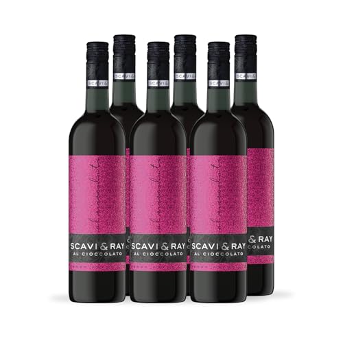 SCAVI & RAY Al Cioccolato Rotwein 6 x 0 75l süß aromatisierter Wein fruchtig-intensiv mit Schokoladen-Note 10% Vol. Alkohol - kalt & heiß genießbar