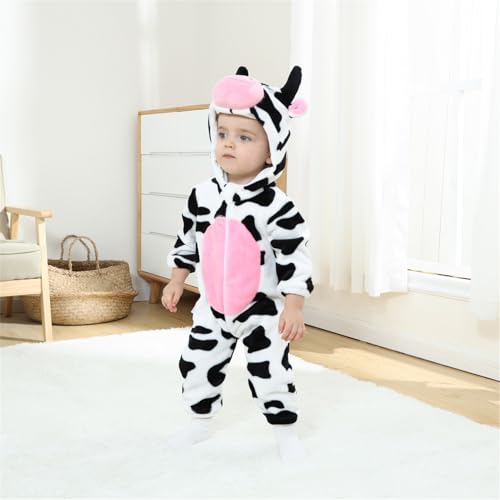 Newborn Flannel Jumpsuit Cute Animal Fleece Hooded Romper Warm Zip up Thick Suit Baby Bodysuit Halloween Crawling2