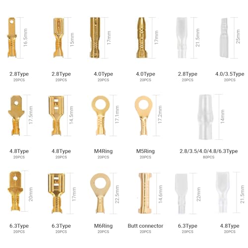 Preciva Crimping Tool Set for Spade Connector 0.5-1.5mm²/22-16 AWG Wire Crimping Tool with 400pcs Cable Connectors Suitable for 2.8mm - Image 3
