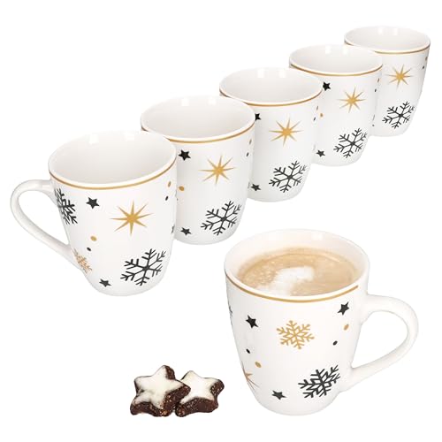 MamboCat 6er Set Stars schwarz & gold Kaffeebecher I 300 ml I aus...
