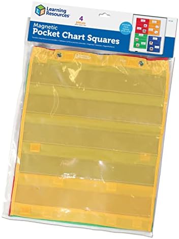 Learning Resources Magnetic Pocket Chart Squares - Set of 4, Classroom Pocket Charts, Classroom/Teacher Organizer, Classroom Supplies, Homeschool Supplies, Teaching Materials