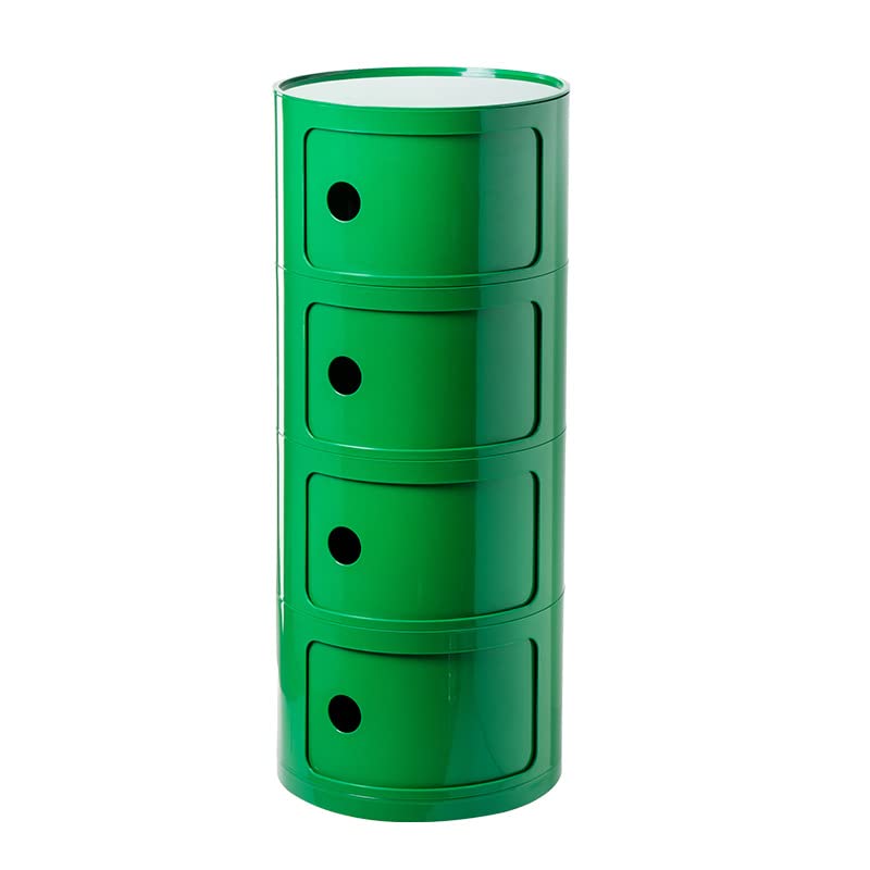 Nordic - Mesita de noche moderna con cajones y puerta corredera, elegante mesita de noche de 2/3/4 niveles para almacenamiento de dormitorio, mesa de noche redonda de plástico