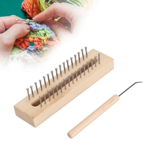 Cyrank - Cyrank Ensemble De 2 Métiers à Tricoter En Bois, Kit De Métier à Tricoter Pour écharpe, Métiers à Tricoters Rectangulaires, Ensemble De Métiers Avec Kit D'aiguilles à Crochet Pour Chapeau, écharpe, - -11%