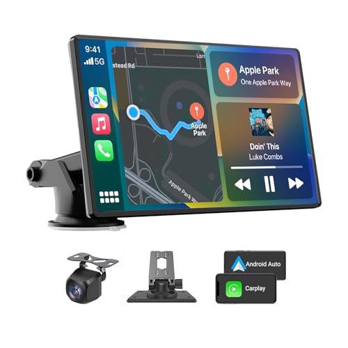 2026 Enhanced Carplay Screen for Car - 7' HD Portable Carplay & Android Auto with Bluetooth, HD Backup Camera, GPS Navigation, Siri, FM Radio, AUX, and Mirror Link – Compatible with All Vehicles