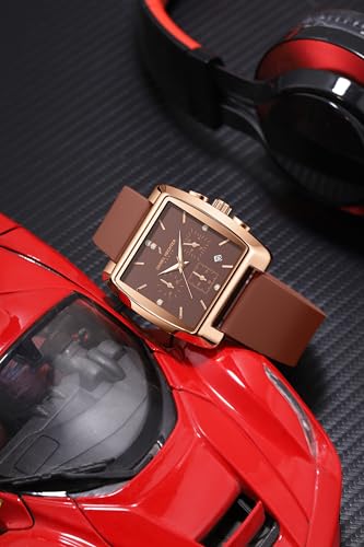 Image of Daniel Hechter Paris Alma Collection Watch for Men Premium Chronograph Watch Black Square Dial Silicone Strap, Multi-Function, Date Display Luxury