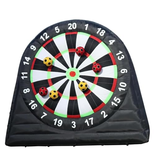 QIANMEI 10 Fuß Hohe Aufblasbare Dartscheibe for Den Außenbereich, Kick-Dart-Scheibe Mit 8 Klebrigen Fußbällen Und Gebläse, Riesige Dartscheibe for Den Außenbereich, Karnevalsspiele