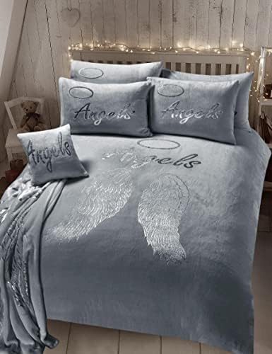 Olivia Rocco Angel Wings Teddy Duvet Cover Set Soft Thermal Quilt Sets Warm Cosy Snug Bedding, Single Blush Pink