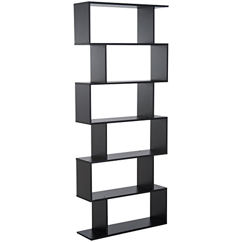 HOMCOM Bibliothèque étagère Zig zag Design Contemporain 80L x 23l x 192H cm 6 Niveaux Noir