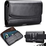 Takfox Phone Holster for Samsung Galaxy S25 Ultra S24 Plus S23 S22 S25 FE Note 20+A17 A16 A15 A14 A54 A35 A26 A36 A56 5G iPhone 16 Pro Max 17 Leather Belt Clip Holster Holder Carrying Pouch Case,Black
