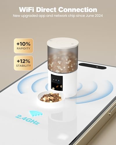 Futterautomat Katze Katzenfutter Automat WiFi: Futterspender Katze mit Maßgeschneidert Zeitplan - Automatischer Katzenfutterspender APP-Steuerung Hunde/Katzen Futterautomaten - Weiß 6L – Bild 3