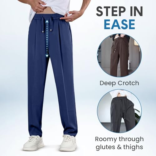Airflexion Pants for Men, Nallywear Stretch Pants, Airflexion - Pull On Ice Silk Stretch Smart Casual Pants3