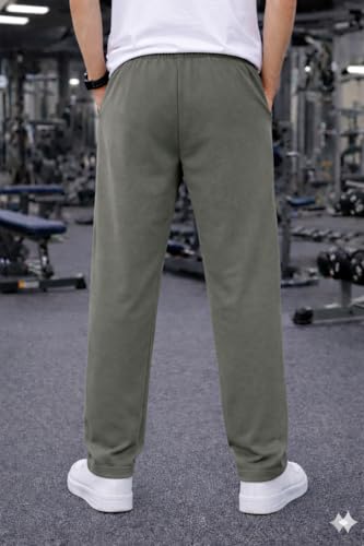 Image of Mack Jonney Men's Track Pants with Neon Yellow Side Stripe | Regular Fit Gym & Sports Lower | Activewear Training Joggers with Drawstring-M7961