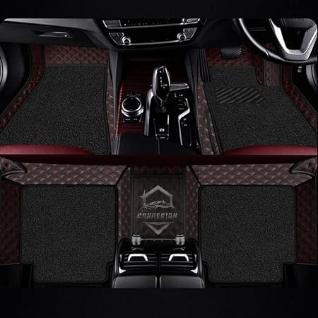 Image of 7D Car Mat for Tata Sierra EV Empowered | Black & Red | 7D Ultra Premium PU Leather II Double Stitching II Fully Customise Fit Car Floor Tray Mats