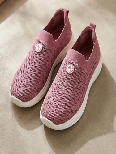 Image of AJANTA Women's Slip-On Sneakers for Women | Lightweight Walking Shoes | Breathable Knit Casual Loafers | Comfortable Daily Wear Shoes for Girls | Travel, Office, Outdoor & Everyday Footwear