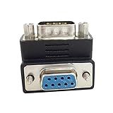 CY D-Sub RS232 9Pin Male Down Angled 90 Degree to Female Extension Adapter